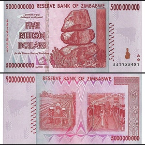 5 Billion ZIMBABWE DOLLAR AA 2008 for Collectors Circulated
