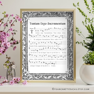 Tantum Ergo Sacramentum Printable, Gregorian Chant Art Print, Catholic Catechism Religious Education, Latin Chant Sheet Music