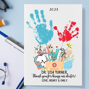 Thank You Doctor Personalized Gift, Pediatrician Printable Handprint Art Craft, Doctor Appreciation Gift, Gift for Doctor Retirement, Custom