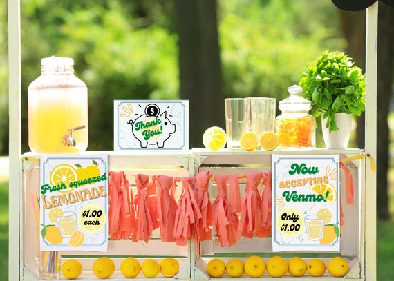 Lemonade Stand Signs: Fresh Squeezed & Venmo Accepted (digital