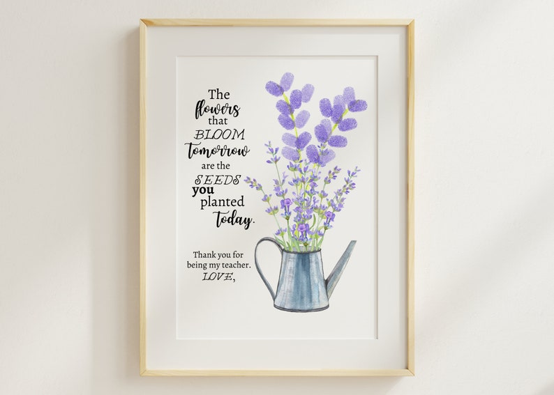 Teacher Appreciation Gift from Student, Flowers That Bloom Tomorrow, Thank you Gift, Year End Gift, Handprint thumbprint bouquet craft image 1