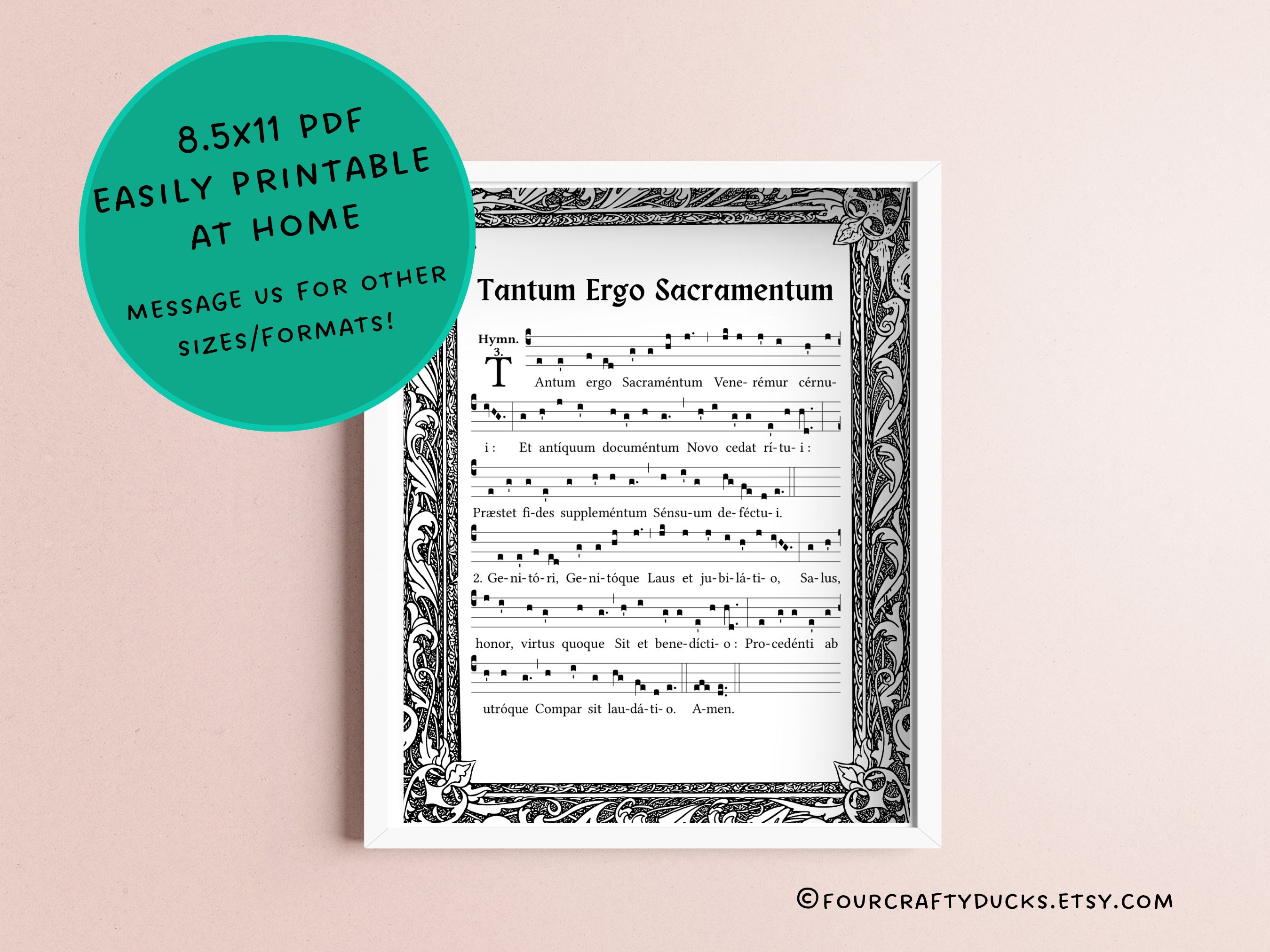 Tantum Ergo Testo Latino E Italiano Tantum Ergo Sacramentum Printable, Gregorian Chant Art Print, Catholic