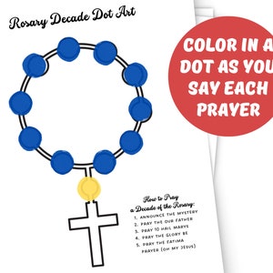 Kids Rosary Printable, Decade of the Rosary Dot Art, Catholic Religious Education, Rosary for Little Kids, Preschool Kindergarten Catechism