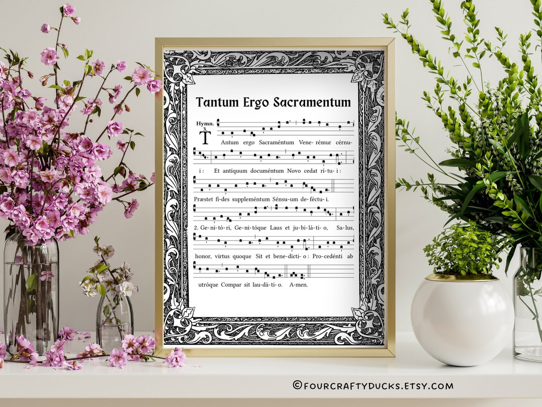 Tantum Ergo Testo Latino E Italiano Tantum Ergo Sacramentum Printable, Gregorian Chant Art Print, Catholic