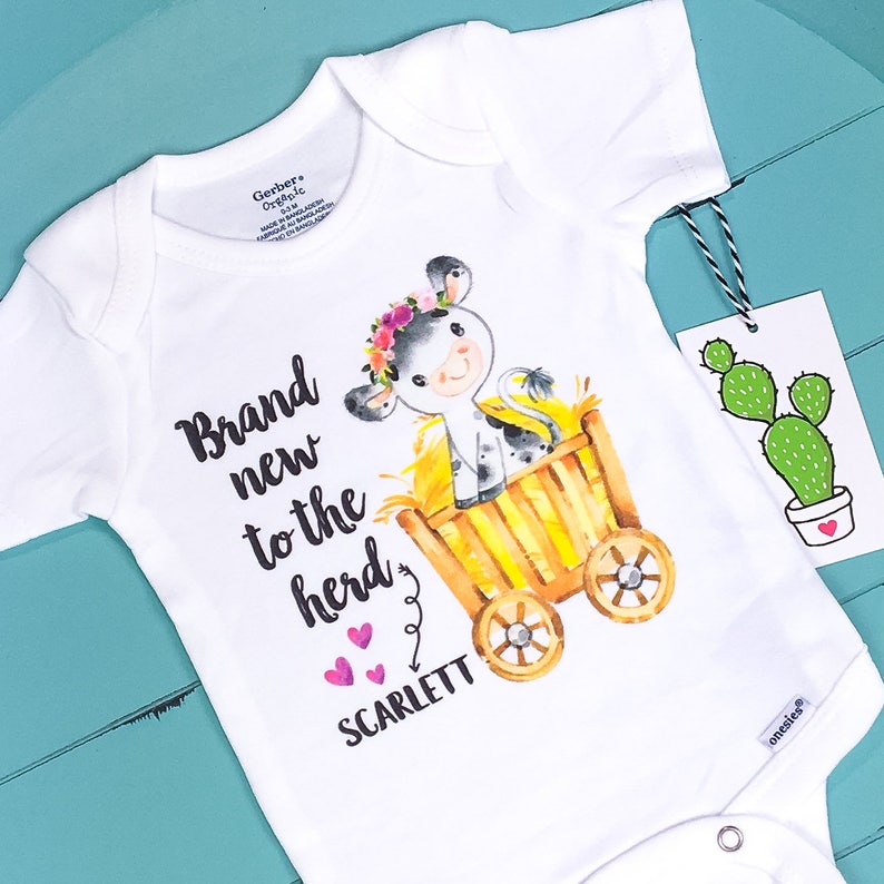 Baby Girl Cow Nursery Brand New Onesie Hello World Newborn Outfit Coming Home Outfit Farm Onesie Cow Baby Baby Girl Announcement