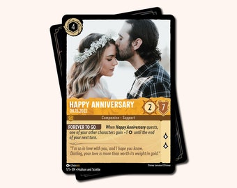Custom Anniversary Lorcana Card: Personalized Handmade Keepsake Gift