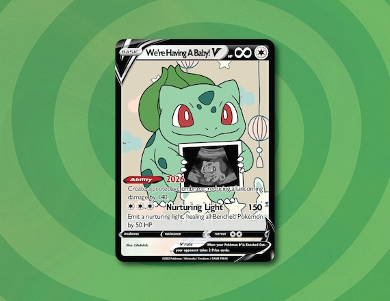 Bulbasaur Pregnancy Announcement Card | Pokemon Fan Art Baby Reveal Gift -  Etsy