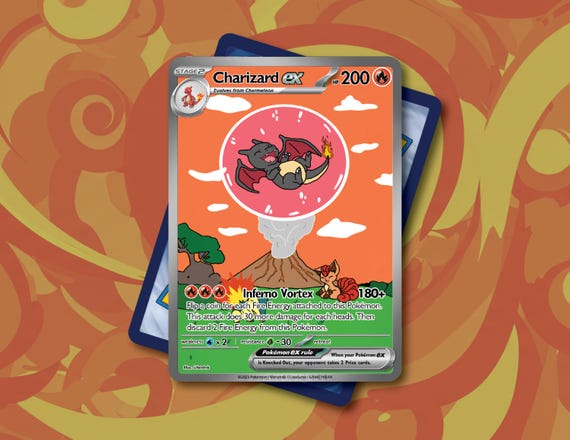 Shiny Charizard Bubble Card | Custom Fan Made Pokemon Trading Card | Unique  Poke Style Collectible