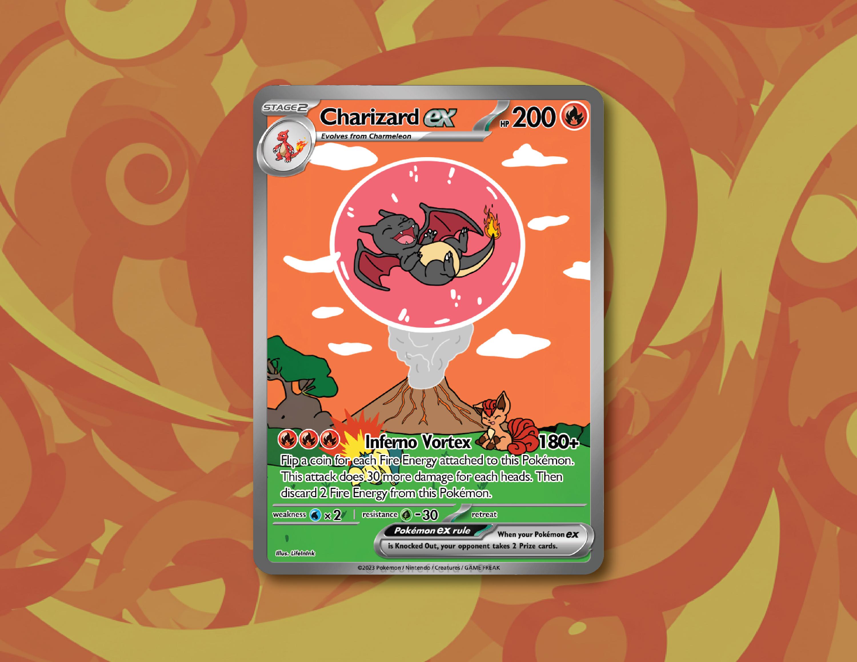 Shiny Charizard Bubble Card | Custom Fan Made Pokemon Trading Card | Unique Poke Style Collectible Shiny Charizard Bubble Card | Custom Fan Made Pokemon Trading Card | Unique Poke Style Collectible