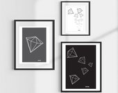 DIAMONDS Abstract Art collection, Geometrical Wall Art, 3 digital posters, minimal style,  home decoration, instant download