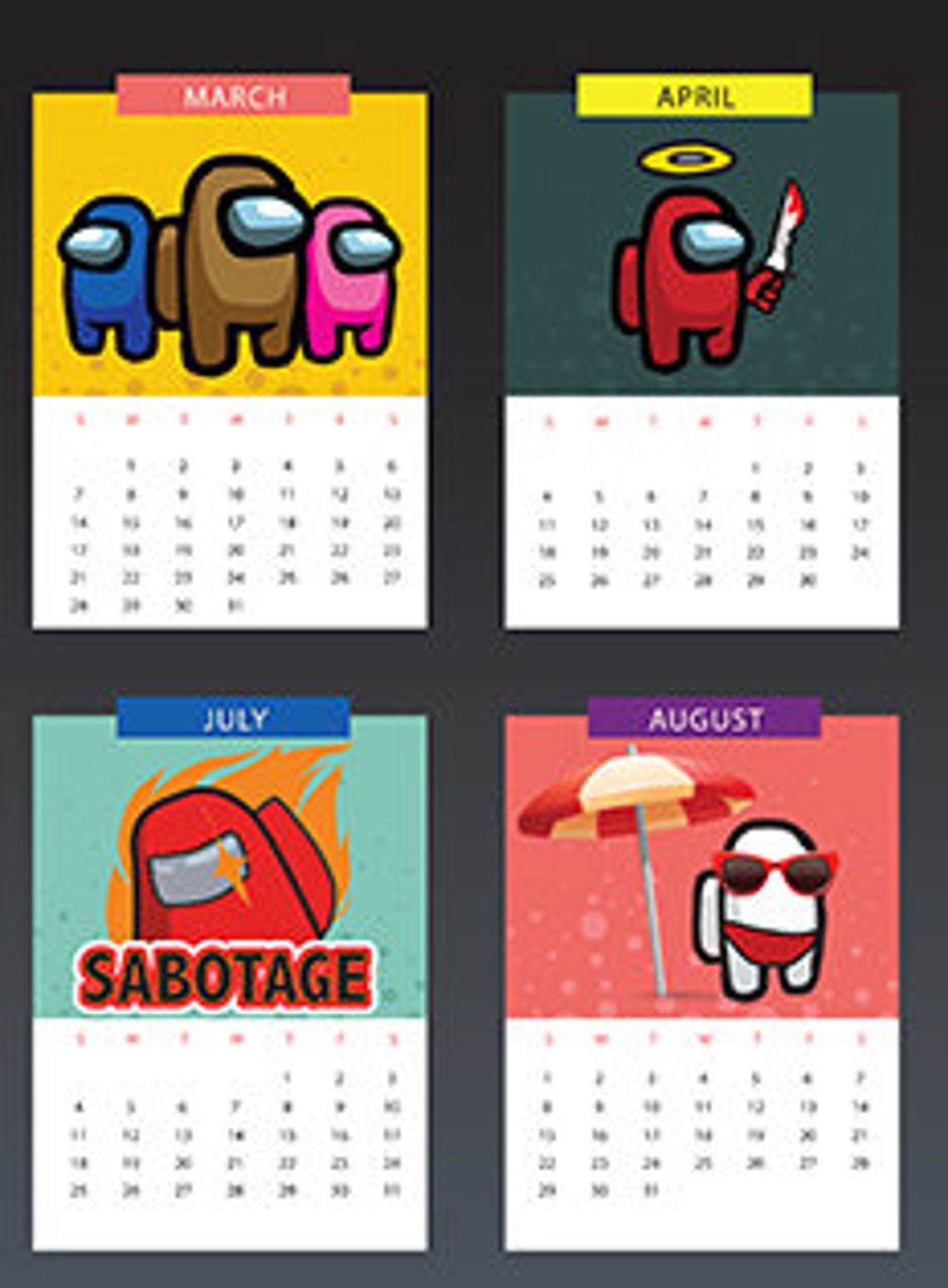 Among us Calendar 2021 vector EPS squadgoals vector | Etsy