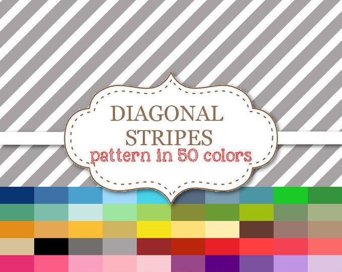 DIAGONAL STRIPES Pattern 50 Color Paper Pack Diagonal Digital Paper ...