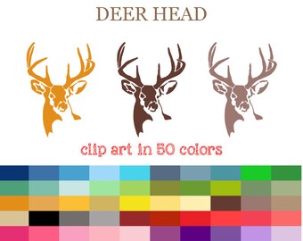 50 Colors Digital Deer Head Clipart Reindeer svg Rudolph Cricut svg Silhouette file Clipart Digital Clipart Deer Stickers #C073