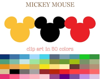50 Colors Digital MICKEY MOUSE Clipart Mickey Party Clipart Mickey Mouse png Cutting SVG Mickey Mouse silhouette Mickey Mouse head #C037