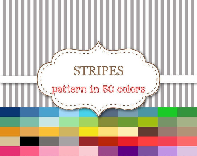 STRIPE Digital Paper 50 Color Paper Pack Stripe Digital Paper Rainbow ...