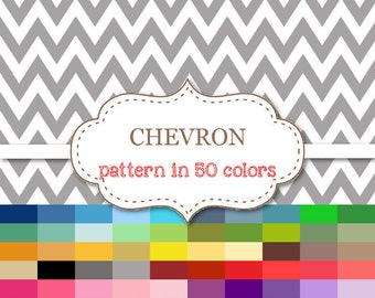 CHEVRON Pattern 50 Color Paper Pack Chevron Digital Paper Rainbow Chevron Paper Chevron Scrapbook paper Instant Download 12"x12" #P109