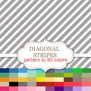 DIAGONAL STRIPES Pattern 50 Color Paper Pack Diagonal Digital Paper Rainbow Stripe Paper Diagonal Scrapbook paper 12&quot;x12&quot; #P108
