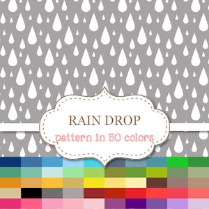 RAIN DROP Digital paper 50 Color Paper Pack Rain drop background Printable rainy background Printable rain drop scrapbook paper 12&quot;x12&quot;#P160