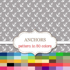 ANCHOR Digital paper 50 Colors Paper Pack Anchors digital paper Nautical digital paper Nautical clipart Nautical pattern 12"x12" #P142