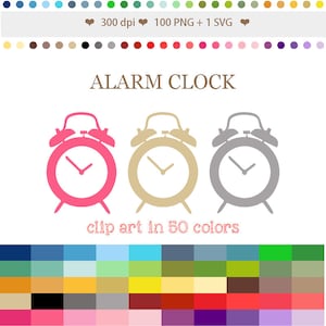 50 Colors Digital ALARM CLOCK Clipart Clocks clip art Digital Alarm Clock icon Clock graphics Clock Icon Planner Clipart Supplies #C048