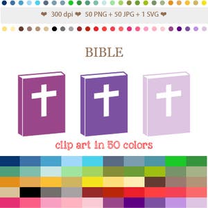 50 Colors Digital BIBLE Clipart Bible Digital Clipart Rainbow Clipart Bible Characters Printable Religious Clip Art Instant Download #C006