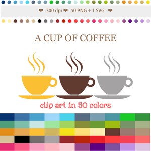 50 Farben Digital A CUP OF COFFEE Clipart Coffee lovers Clip Art Rainbow Coffee cup Digital Cup of Coffee Scrapbooking Crafting #C032