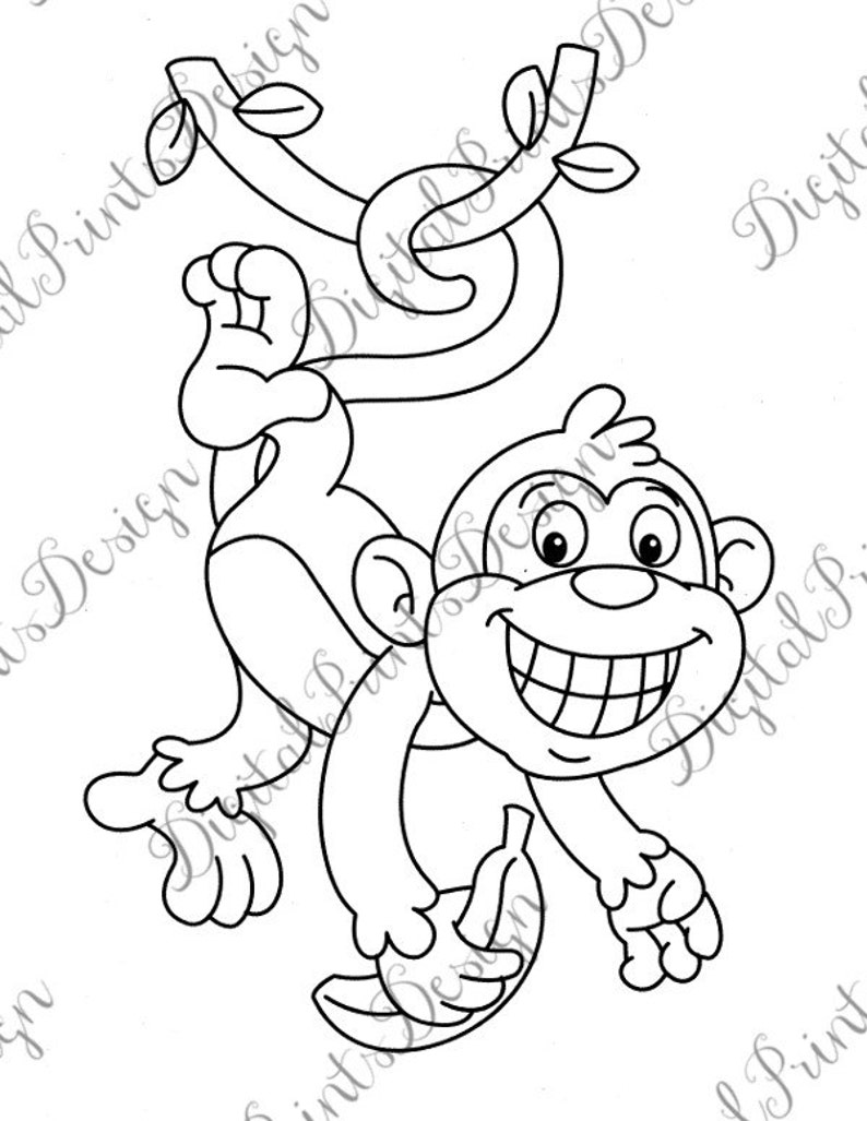 SVG MONKEY Coloring Page Printable Coloring Page Coloring