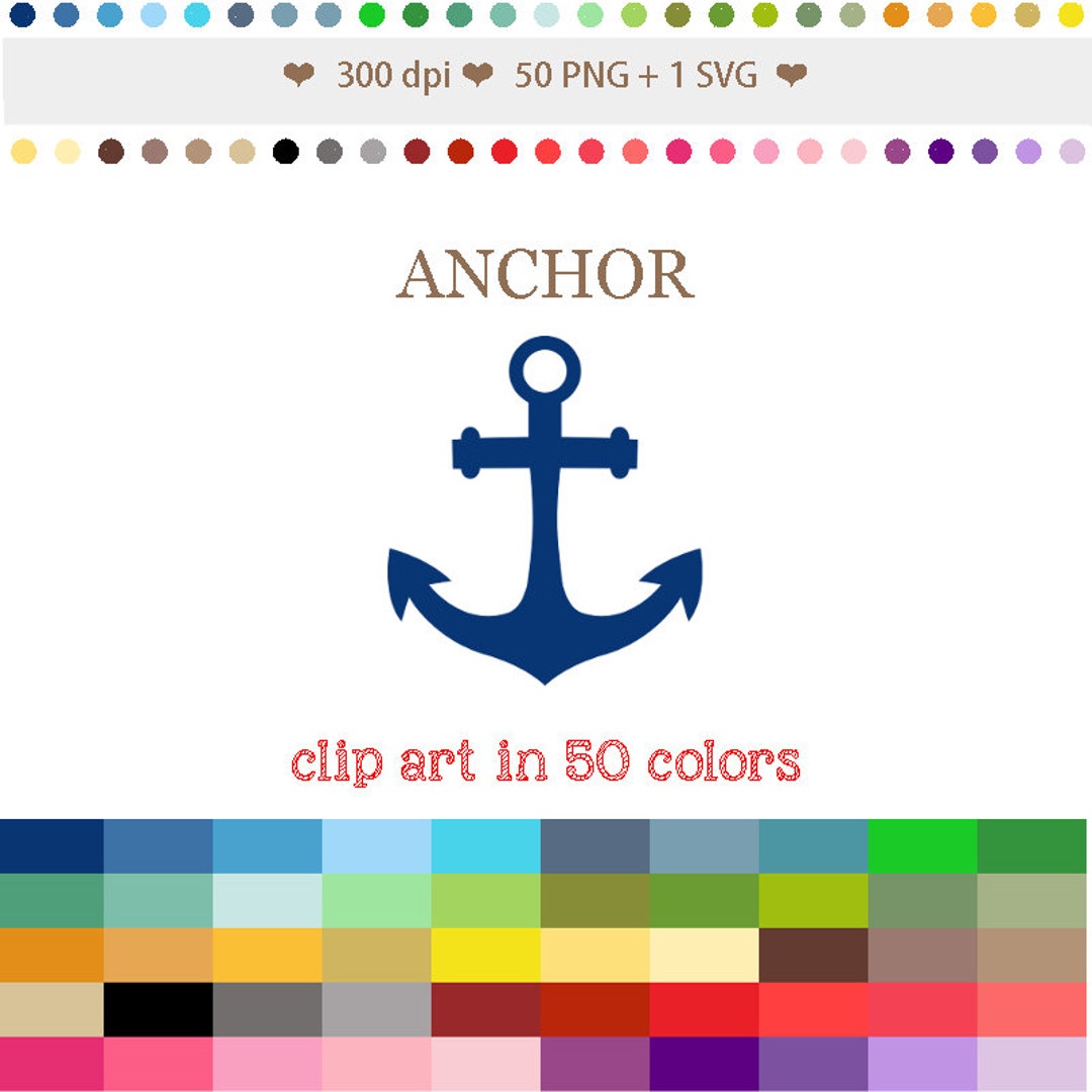 50 Colors Digital Anchor Clipart Nautical Clip Art Digital Nautical ...