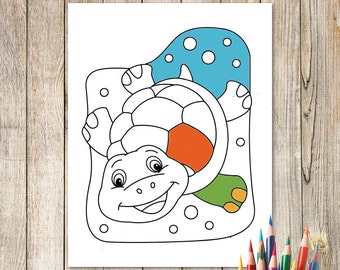 SVG TURTLE coloring page Coloring page for kids Coloring page for children Turtle print art Turtle instant download #K008