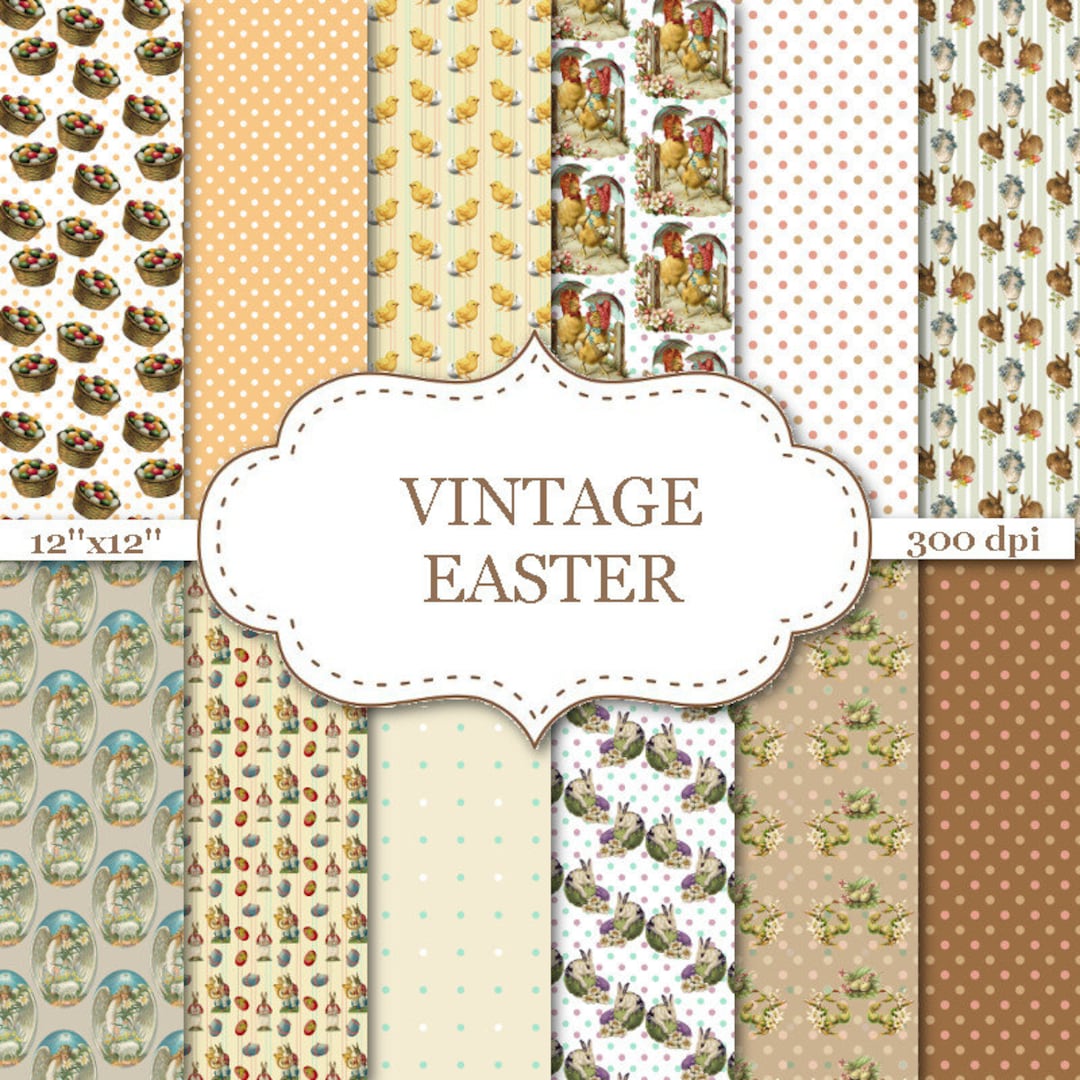 VINTAGE EASTER Digital Paper Seamless Pattern Prints Easter Paper Pack ...