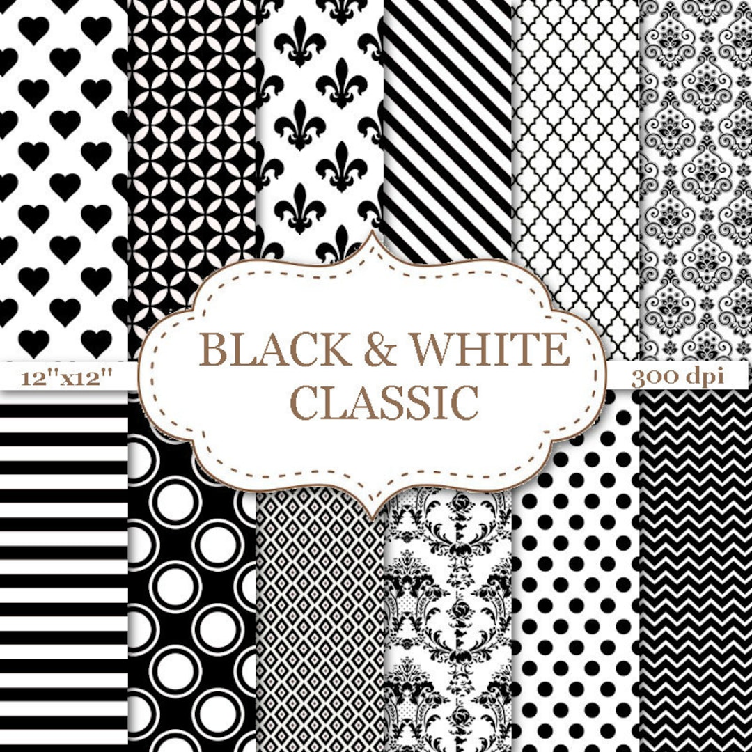 Black and White Scrapbook Paper Seamless Graphic by bluesquirrelart ·  Creative Fabrica