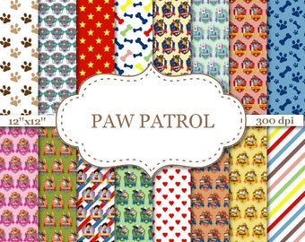 PAW PATROL digital paper Paw patrol digital papers Paw patrol scrapbook Paw patrol paper Paw patrol birthday Instant download 12"x12" #P175