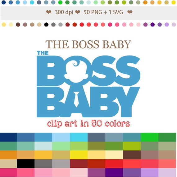 50 Colors Digital The Boss Baby Clipart Baby Shower Clipart Etsy