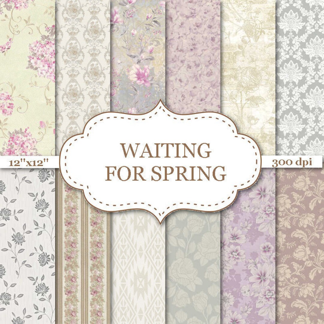 WAITING FOR SPRING Floral Digital Paper Pastel Floral Digital Paper ...