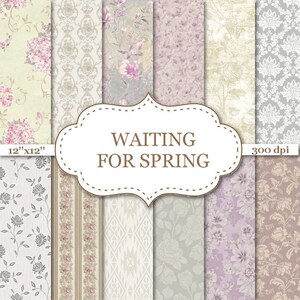 WACHTEN op voorjaar Floral digitale papier pastel Floral digitale papier bloemmotief Floral achtergrond Lila digitale papers 12 "X12" #P125