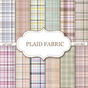 PLAID FABRIC Digital paper  Tartan scrapbook papers Checkered digital paper Lumberjack paper Gingham pattern Plaid fabric 12&quot;x12&quot; #P083