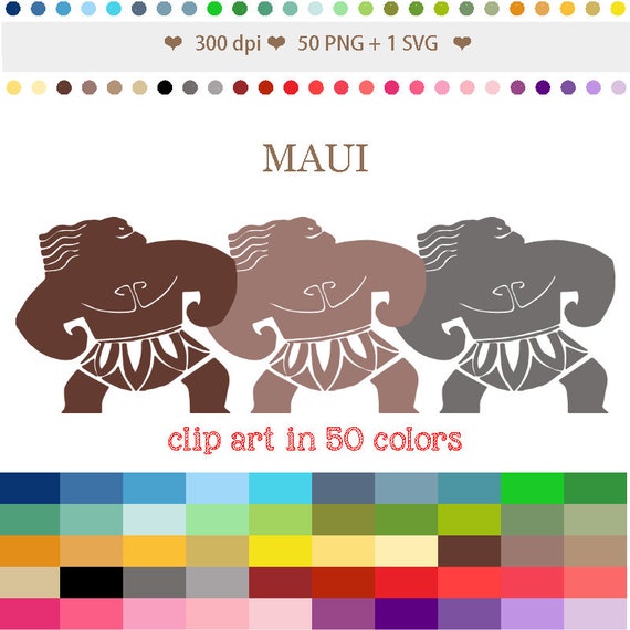 50 Colors Digital Maui Clipart Moana Theme Clip Art Rainbow Etsy