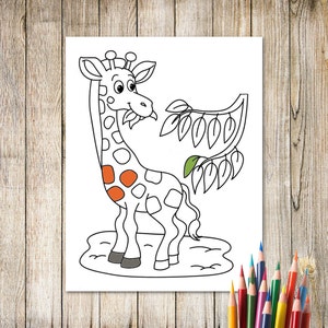 SVG Printable GIRAFFE Coloring Page Printable Art for kids Jungle Animal Instant Download Digital File Wall Art #K005