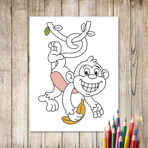 SVG MONKEY Coloring Page Printable Coloring Page Coloring Page