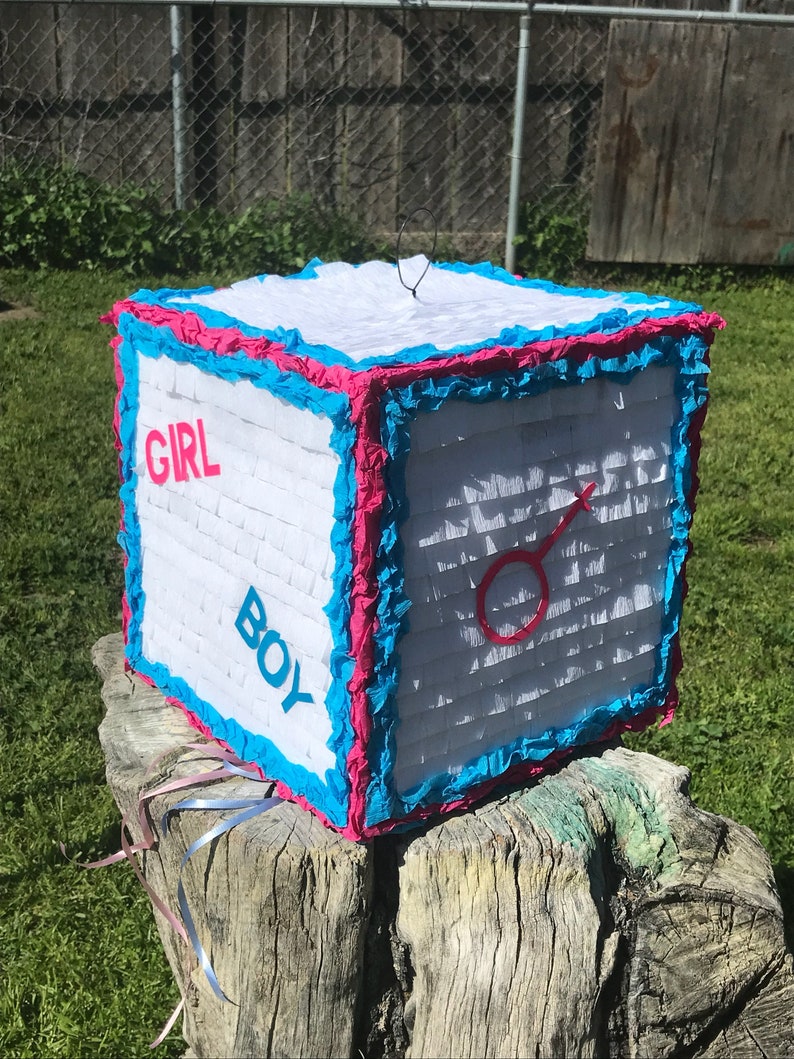 Custom Gender Reveal Pull String Pinata With Confetti Etsy