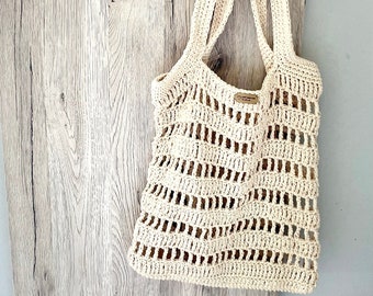 Crochet market bag, beach bag, recycled cotton bag, crochet tote bag, ECO friendly bag, summer bag