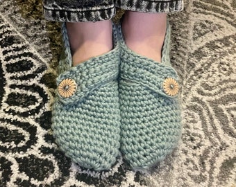 Organic cotton crochet slippers, gift for girls and women