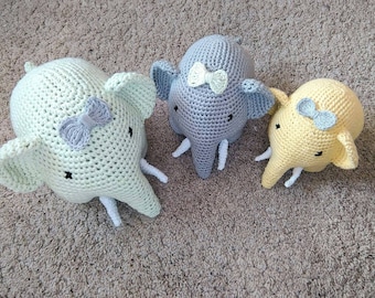 Gehaakt kinderkamerdecor olifant, handgemaakt katoenen babyspeelgoed