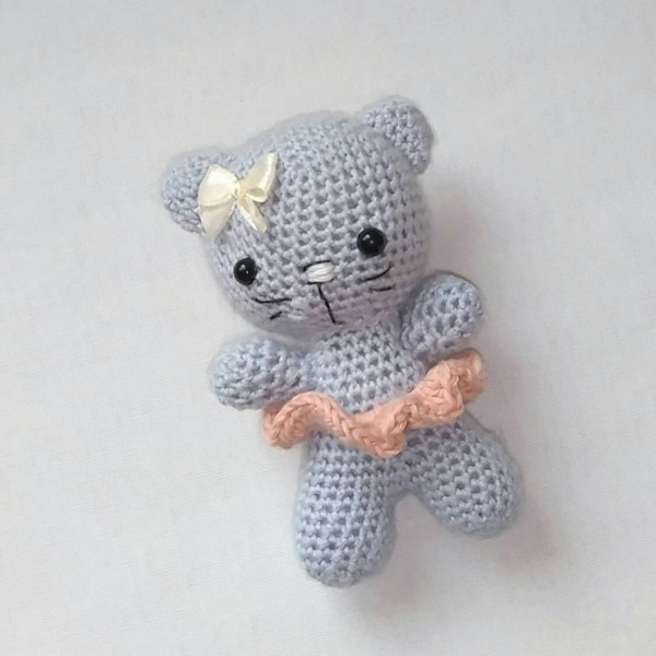 Crochet kitty, amigurumi kitty, pink and grey toy, amigurumi kitty, baby toy, baby shower gift, birthday baby gift