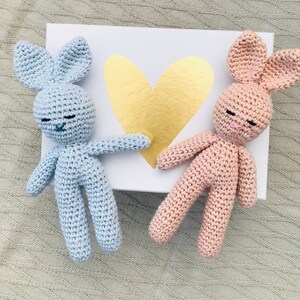 Organic cotton baby bunny toy, newborn gift, baby shower gift, unique baby gift, gift for baby