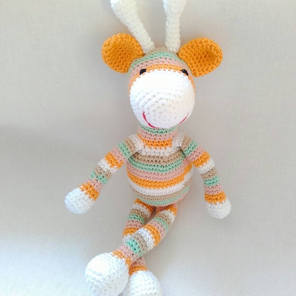 Crochet Giraffe Toy, Handmade Cotton Amigurumi, Baby Gift