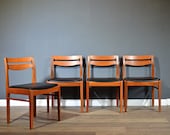 Set of 4 Vintage Midcentury Teak and Leatherette Chairs. Delivery. Modern Retro Danish style.