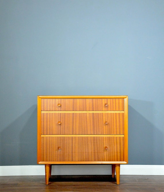 Vintage Midcentury Oak Chest Of Drawers Tallboy Delivery Etsy