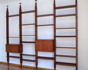 VERY RARE Floor-to-Ceiling Infinito Bookcase by Franco Albini for Poggi in Teak, 1950s. Delivery. Modern / Midcentury / Vintage.