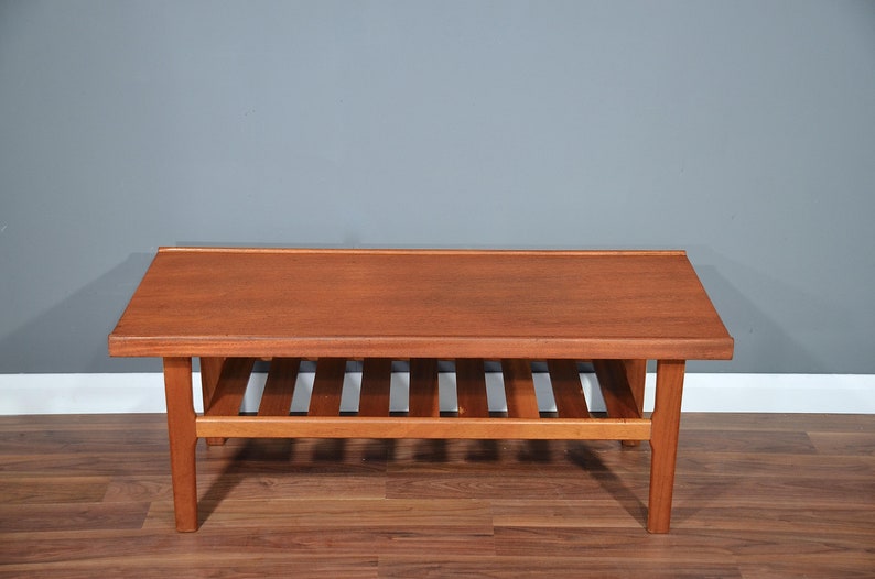 Vintage Midcentury Myer Teak Slatted Coffee Table Image 0 1
